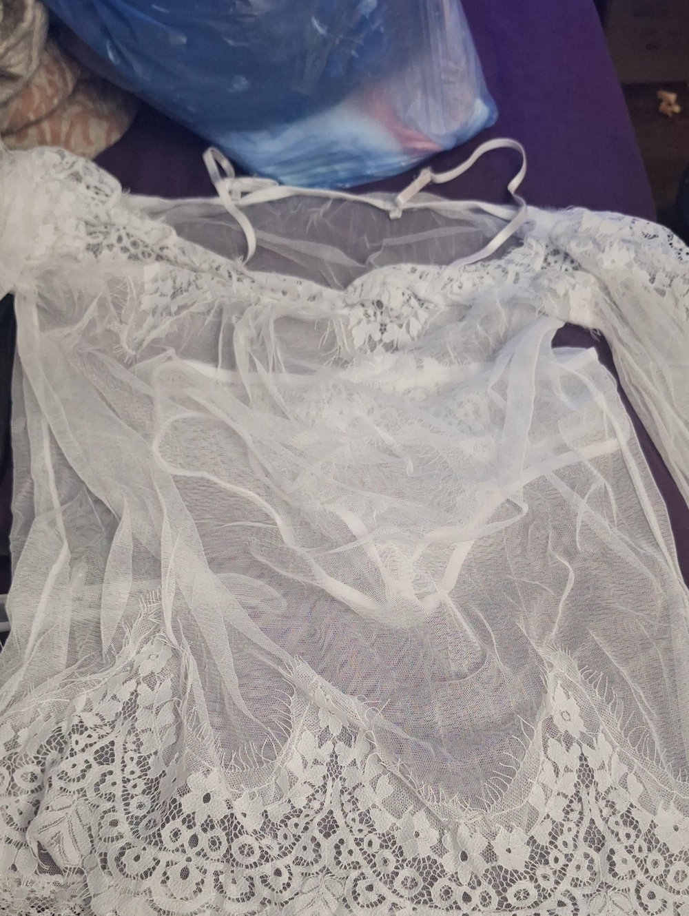 Delicate White Sheer Lace Chemise